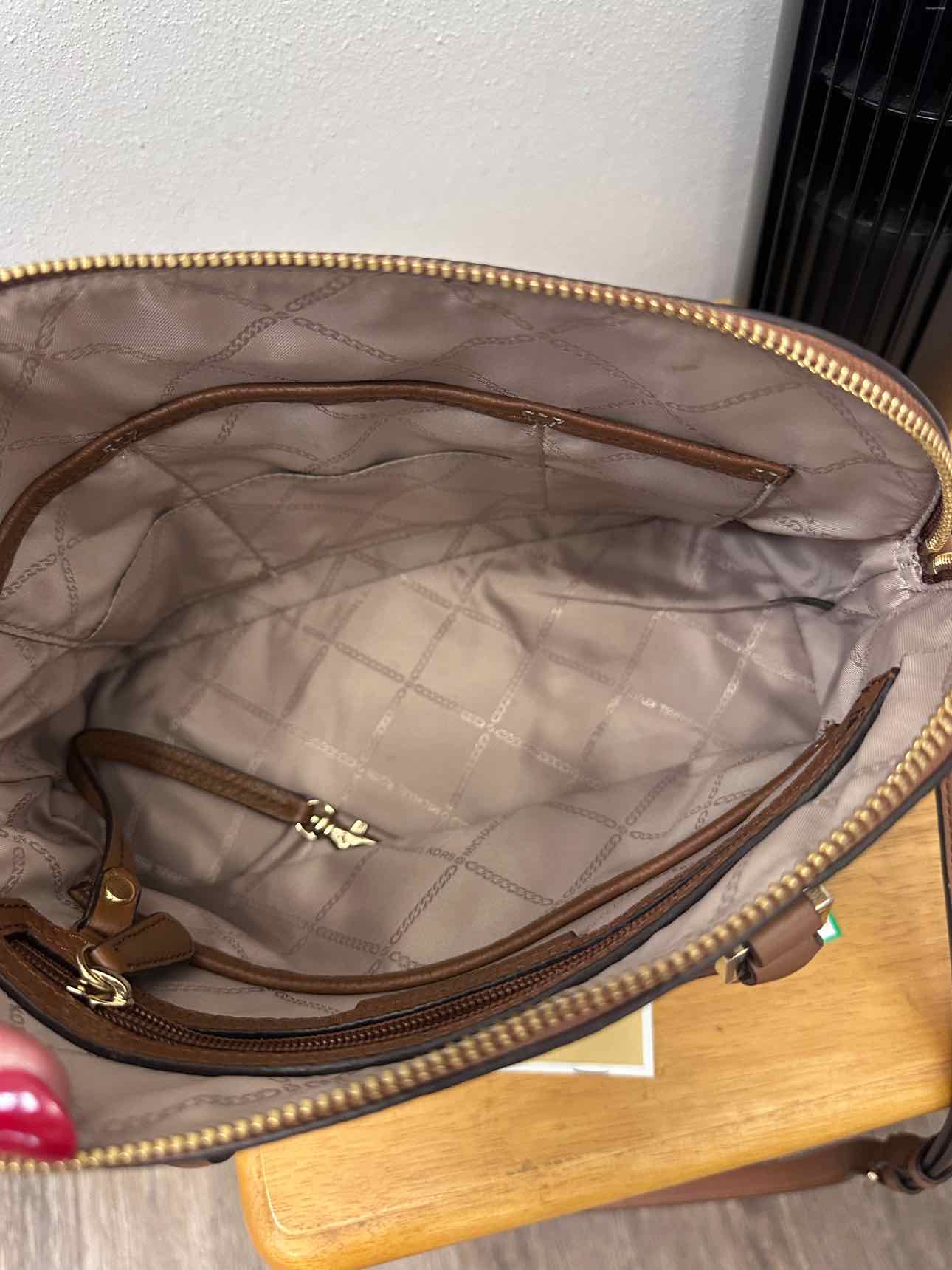 MICHAEL KORS Bedford Legacy Pebbled Leather Convertible Satchel Brown Handbags