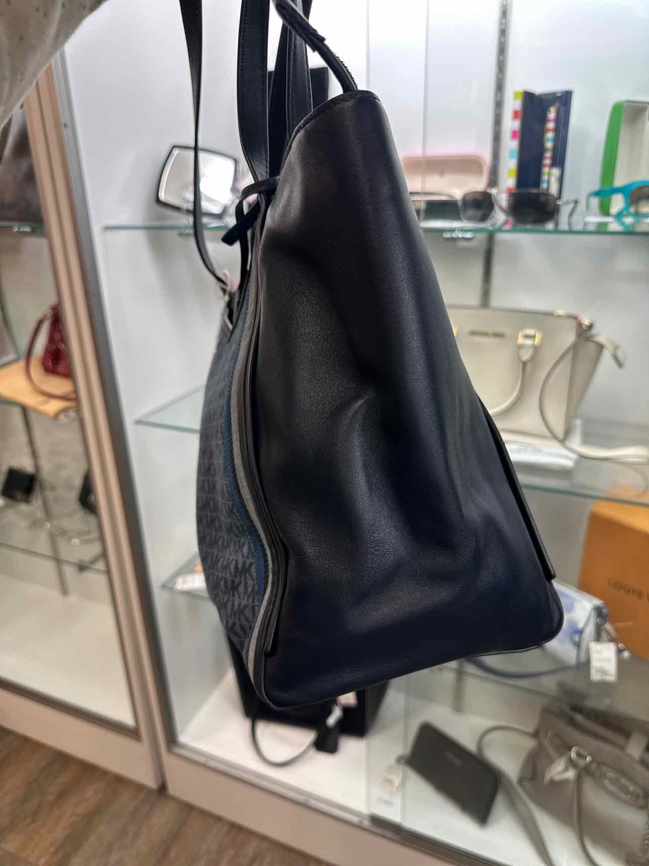 MICHAEL KORS Whitney Denim Blue and Navy Logo Shoulder Tote Handbag