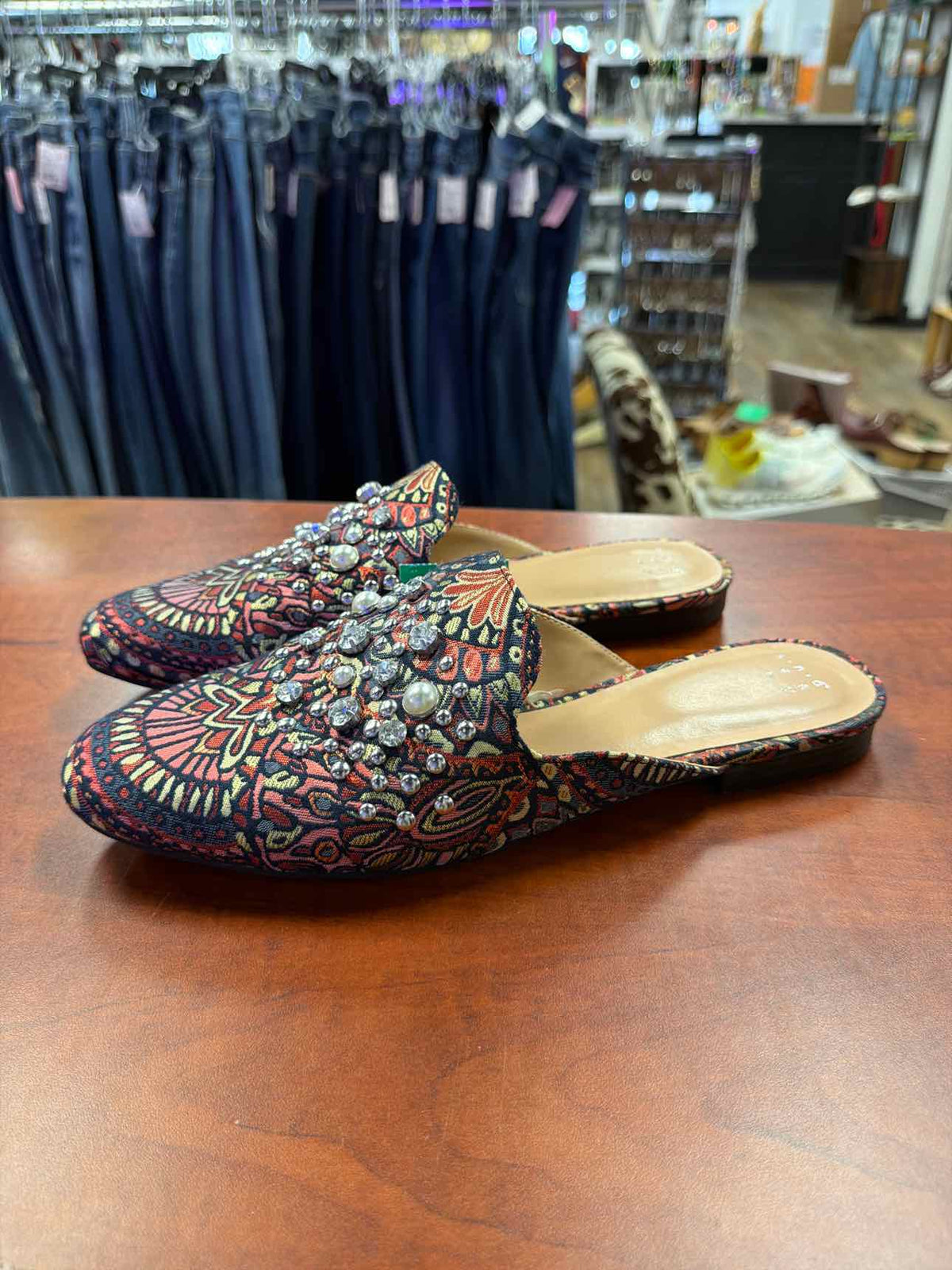 A New Day Embellished Brocade Mule Loafers Size 9 1/2