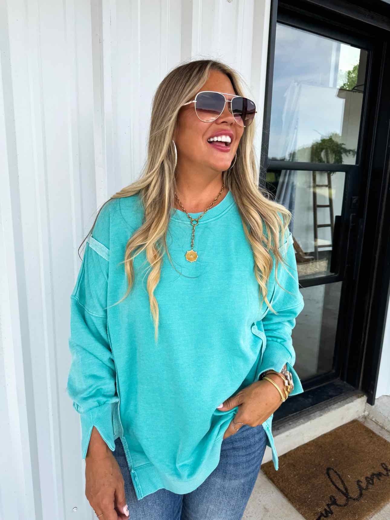 Blakeley Candy Colors Sugar Sky Classic Crewneck Pullover