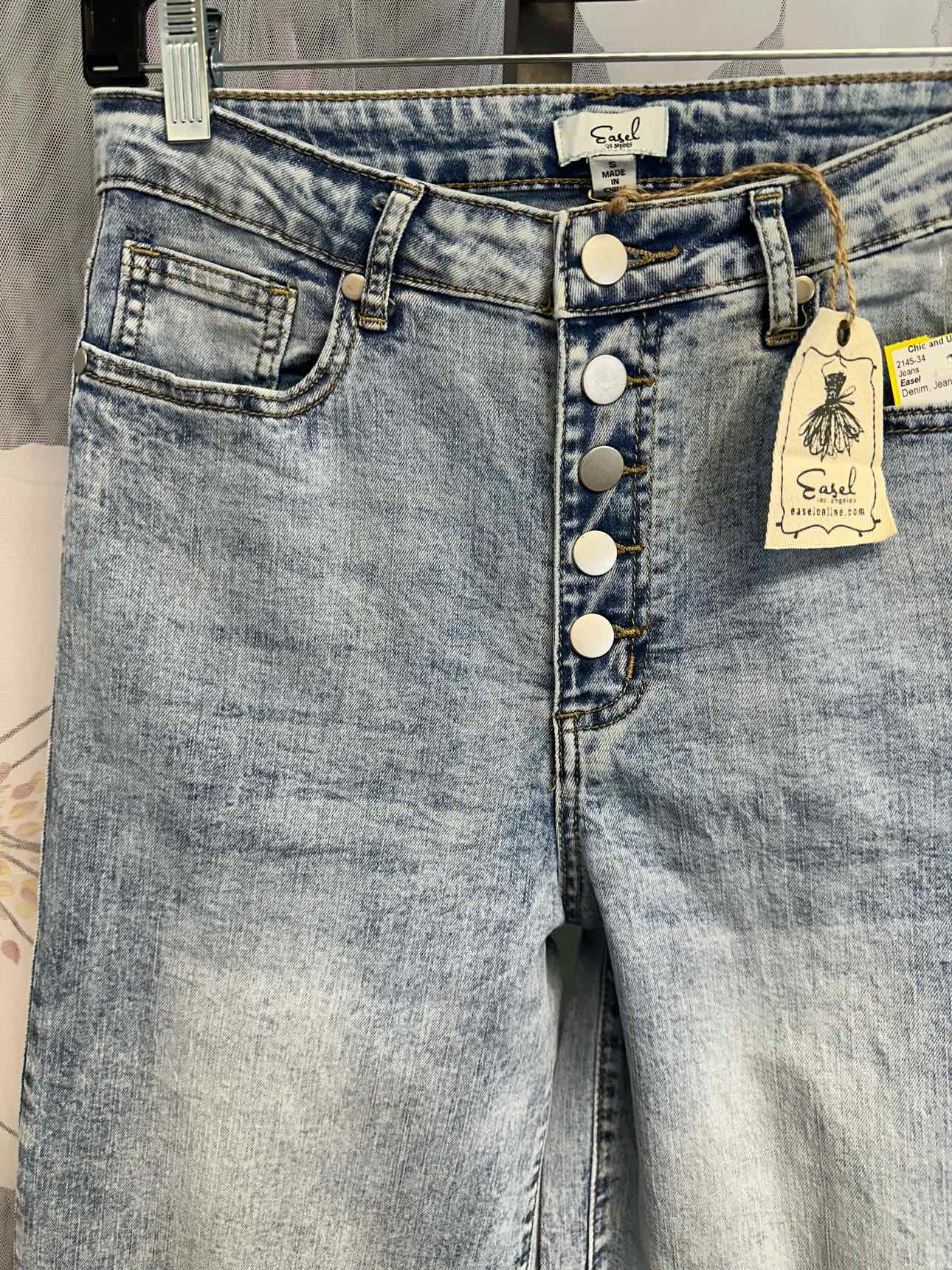 Easel NEW NWT Women's Button Fly Wide Leg High Waist Size Small Denim Jeans