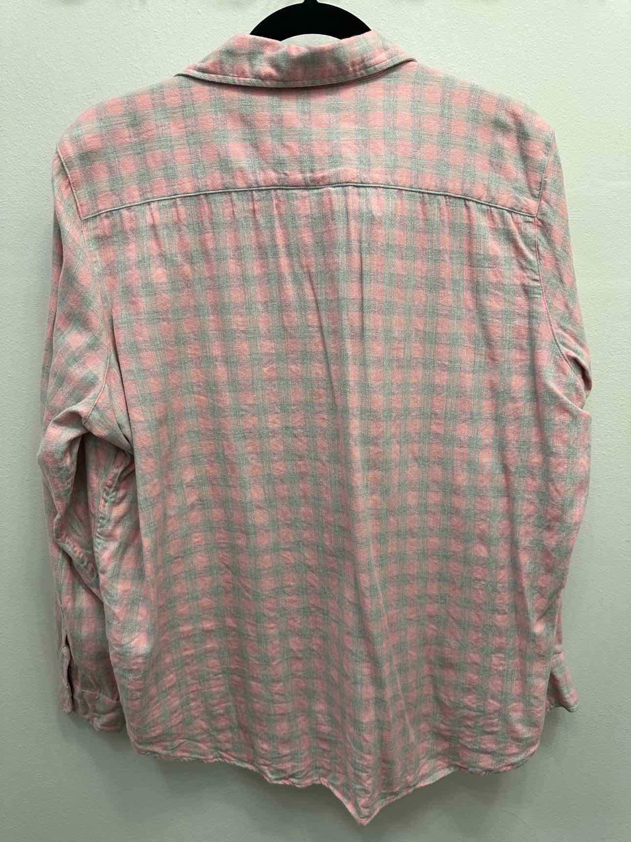 Frank & Eileen Italian Flannel Button Down Long Sleeve Size Medium Pink/Grey Top