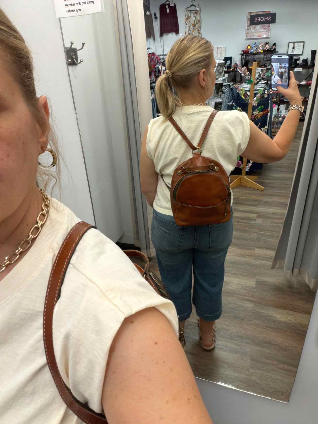 Patricia Nash Small Brown Cognac Leather Montioni Covertible Backpack