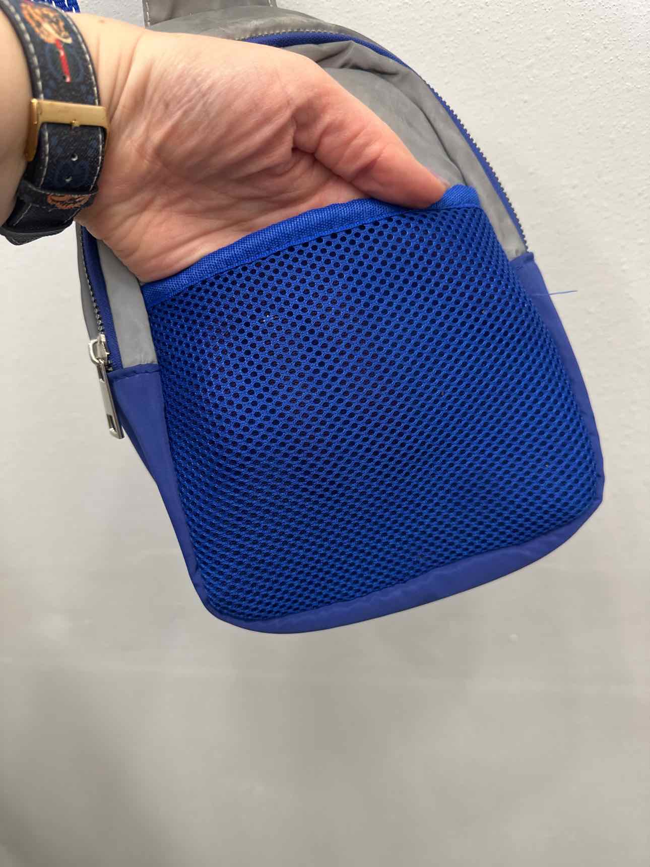 Small Blue and Silver Mesh and Nylon Sling Crossbody Bum Bag