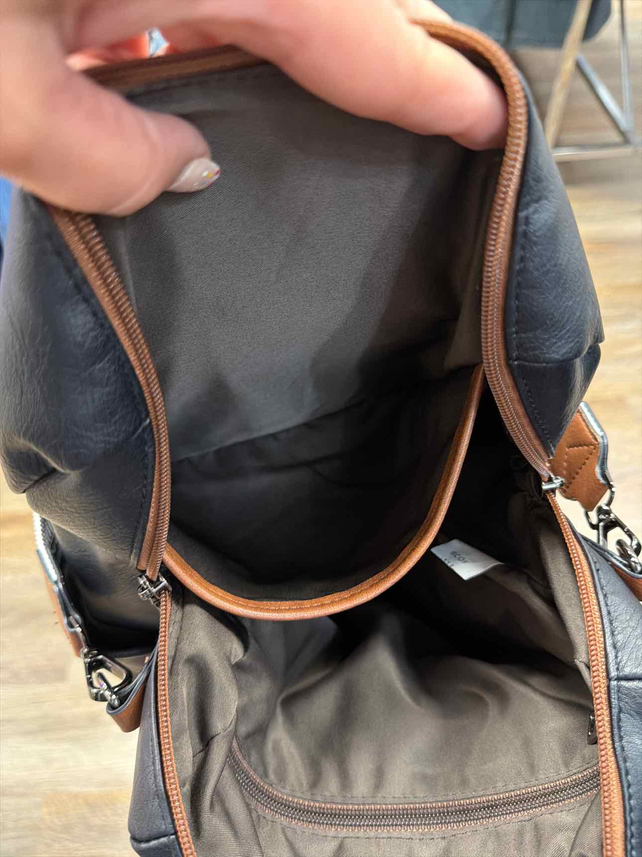 Cluci Faux Leather Backpack with Shoulder Strap Large Black Brown