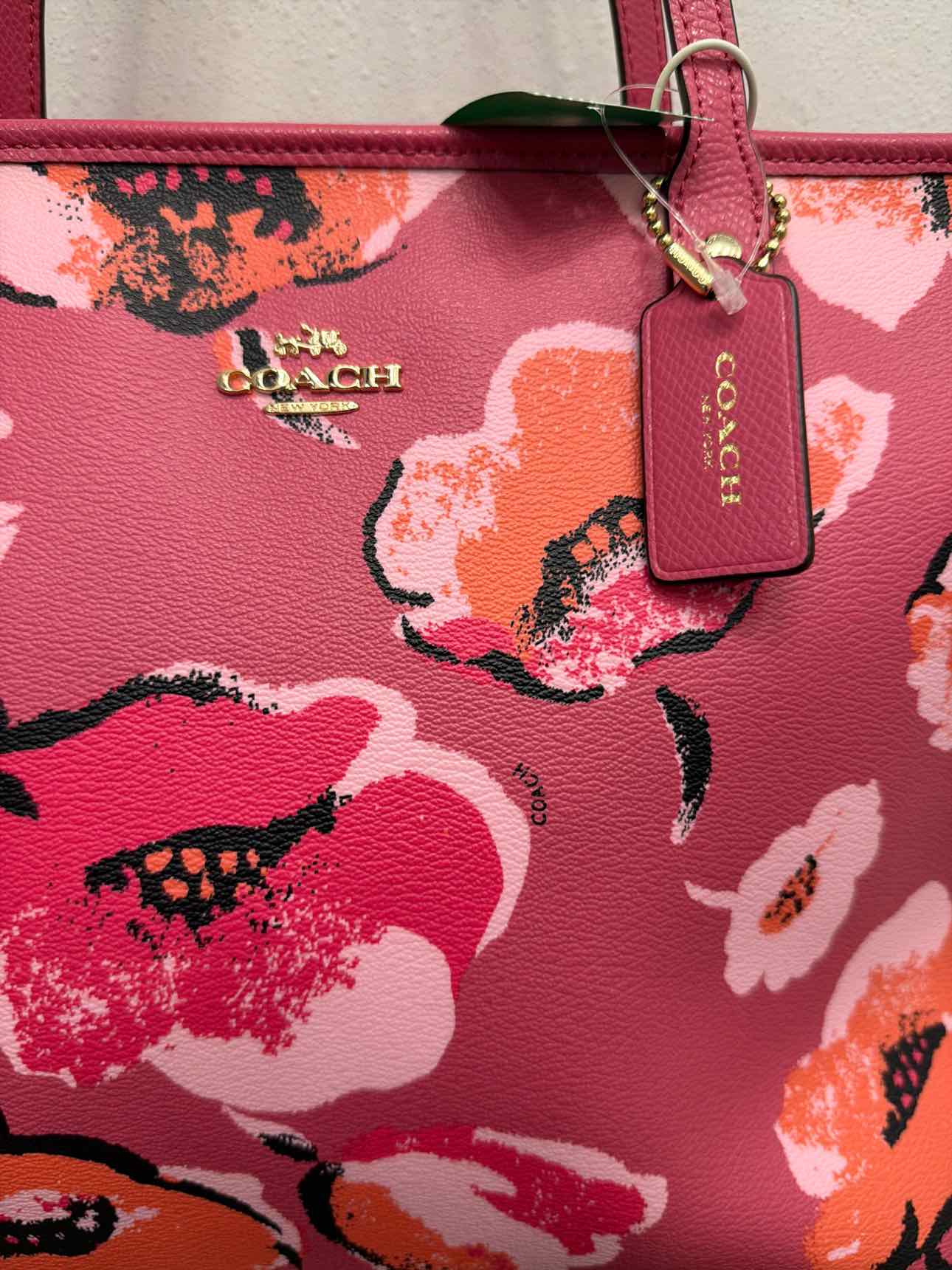 Coach Large City Zip Dahlia Wildflower Tote Pink Handbags