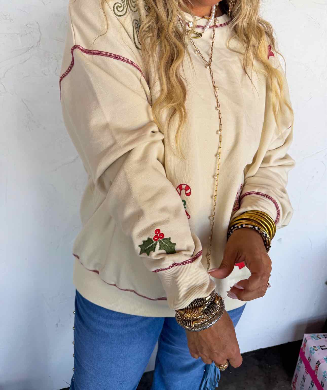 PREORDER! Tis the Season Embroidered Holiday Christmas Sweat Shirt Pullover Top