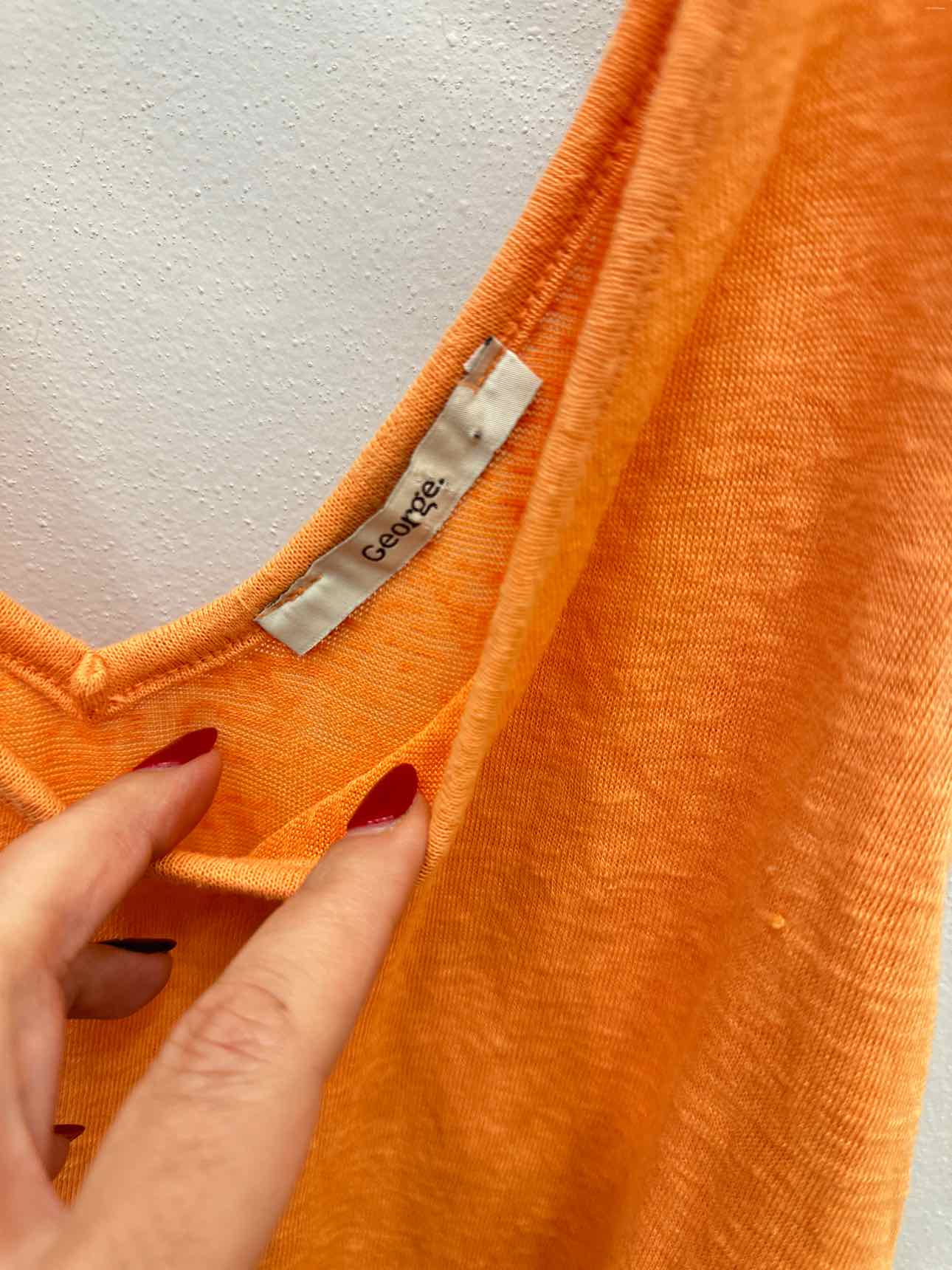 George Size XL Orange V-Neck Tank Top