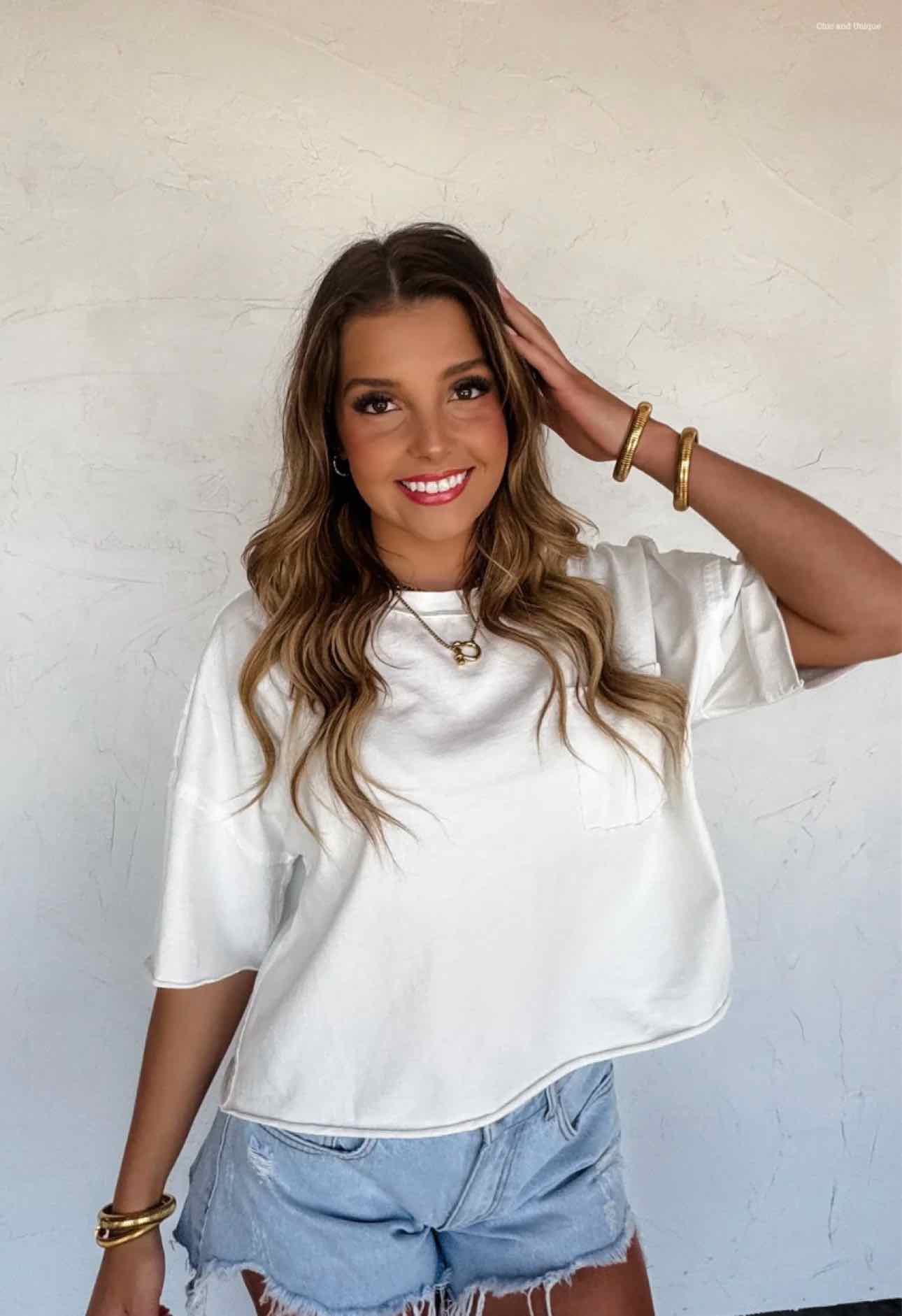 Regan Boyfriend Raw Hem Boxy Tee Tshirt
