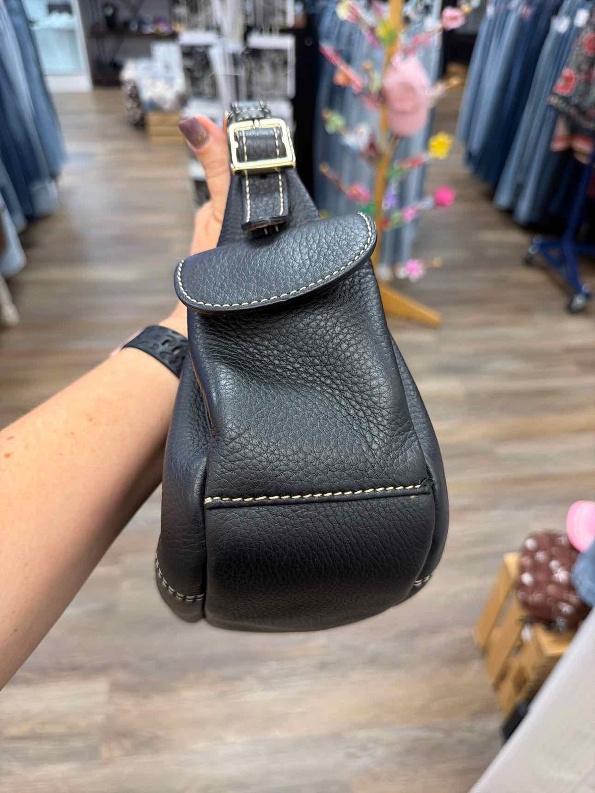 Dooney & Bourke Black Pebbled Leather Shoulder Bag