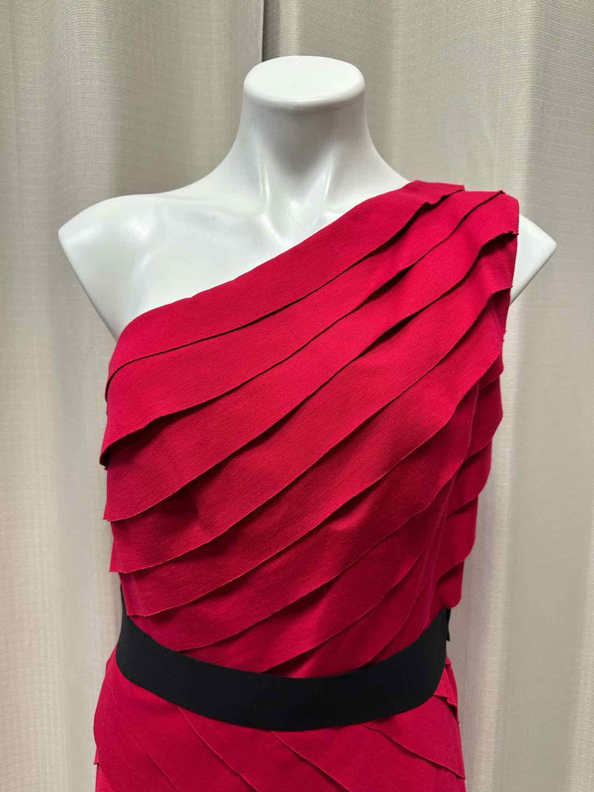 Tadashi Ruffle Lined Single Shoulder Belted Size XL Raspberry Dress
