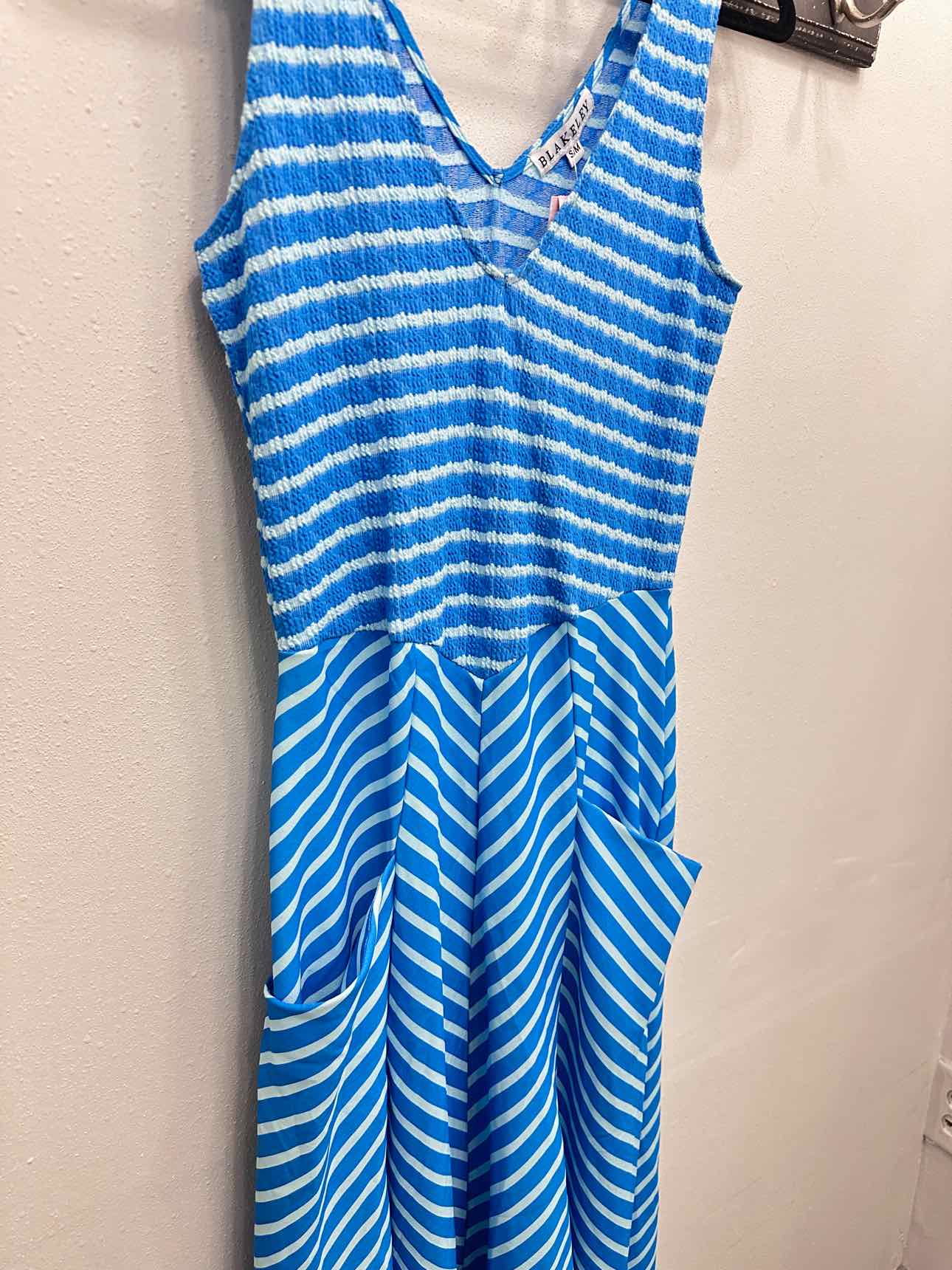 Blakeley Luciana Stripe Maxi Sleeveless Dress with Pockets