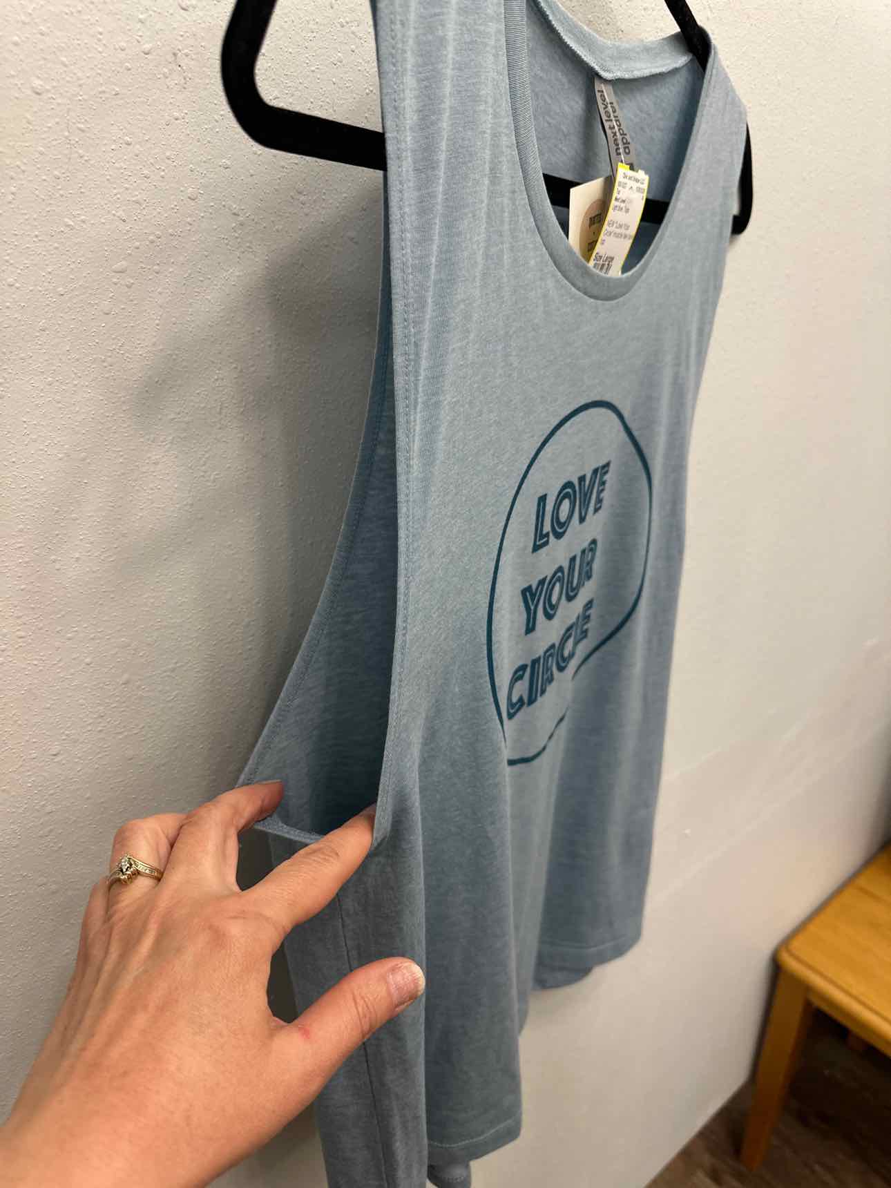 NEW "Love Your Circle" Size Large Light Blue Tank Top