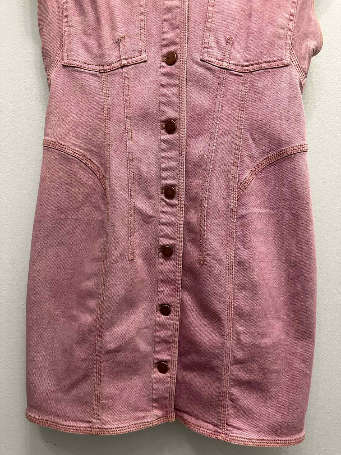Pilcro Denim Button Down Short Sleeve Collared Size Small Pink Dress