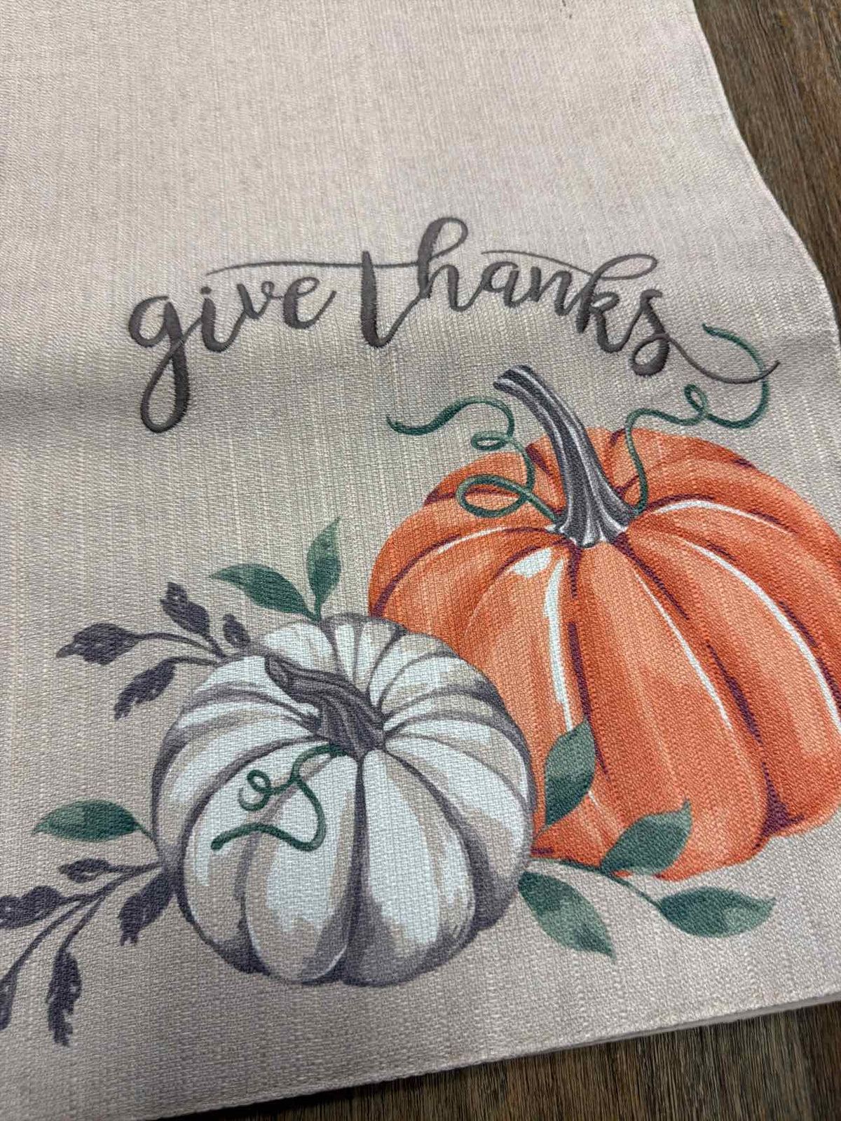 Give Thanks Pumpkin Fall Harvest Table Runner Household