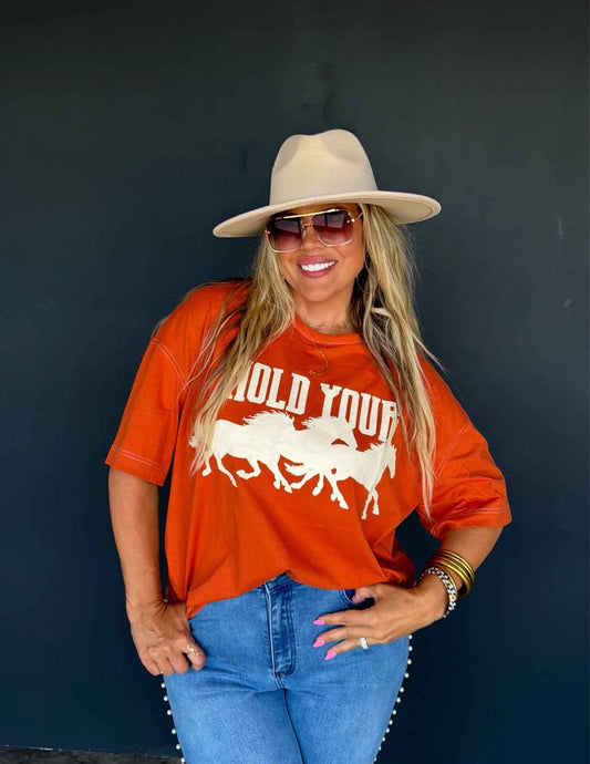 Hold Your Horses Graphic Tee Short Sleeve Tshirt