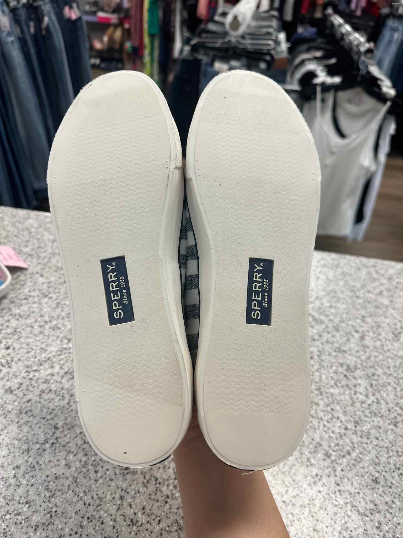 Sperry Size 10 NEW Woman's Seacoast Multi Stripe Classic Boat Navy White Shoes