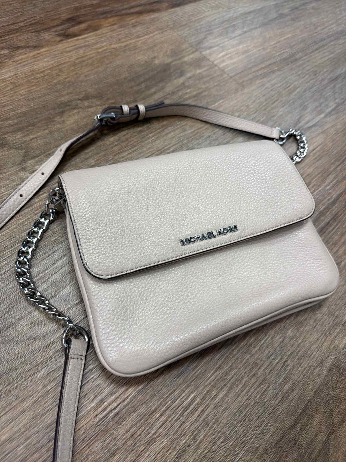 Michael Kors Geige Toned Pebbled Leather Crossbody Bag