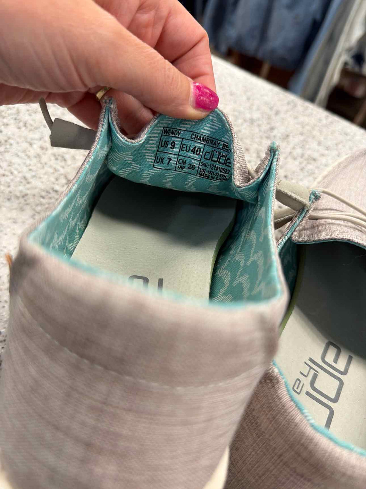 Hey Dude Women's Wendy Chambray Gray Slip-On Loafers Size 9