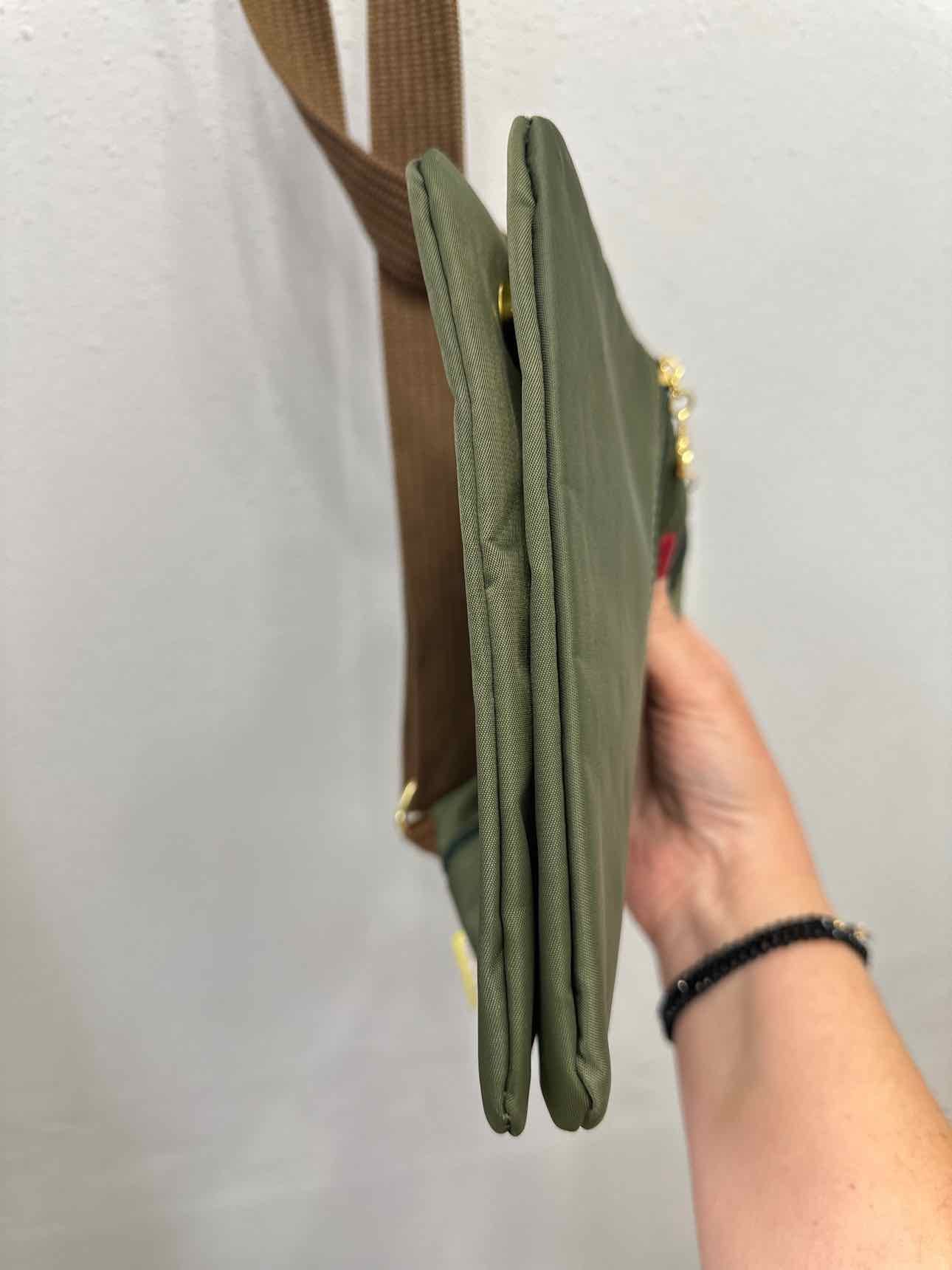 Olive Nylon Double Sided Slim Crossbody Handbags