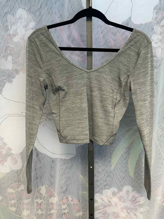 Lululemon Small Greige Swiftly Tech Heathered Long Sleeve Cropped Athletics