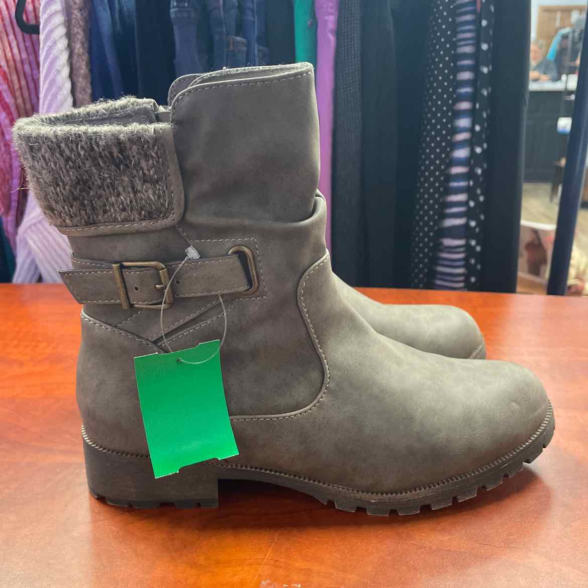 Maurices Grey Faux-Suede Mid-Calf Boots Size 9