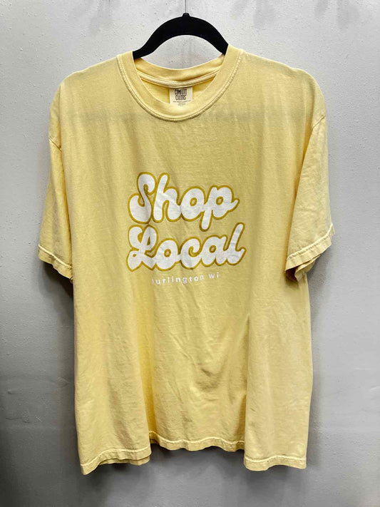 Shop Local Burlington WI Comfort Colors Size XL Yellow Graphic Tee Tshirt Top