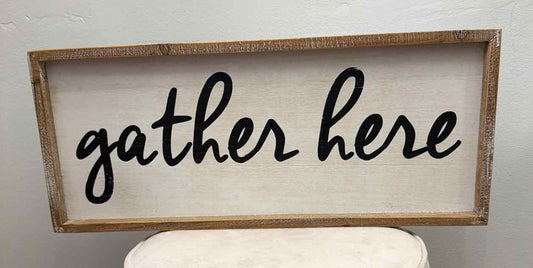 "gather here" Wood Wall Decor (20"L x 10"H) Household
