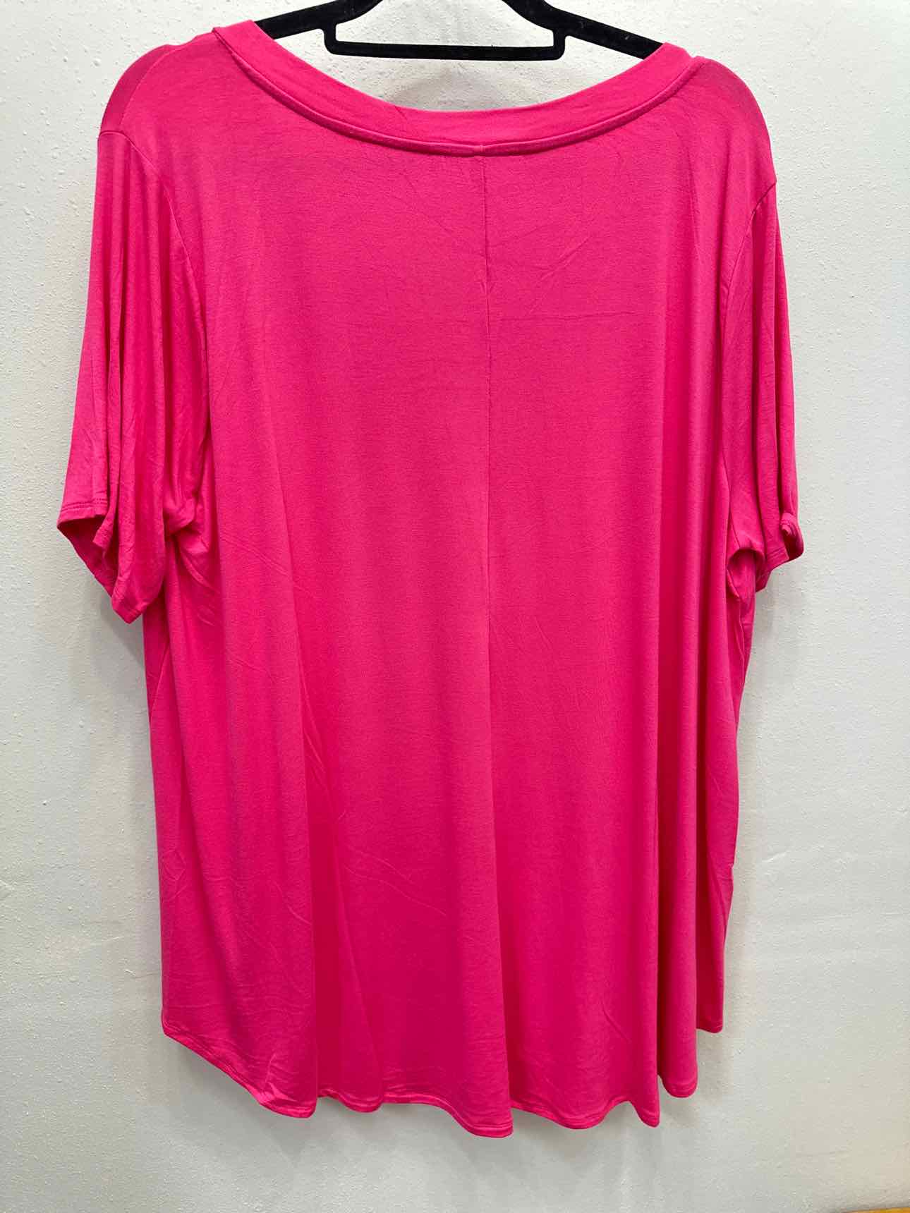 Zenana Size 1X Hot Pink Short Sleeve Knit Top