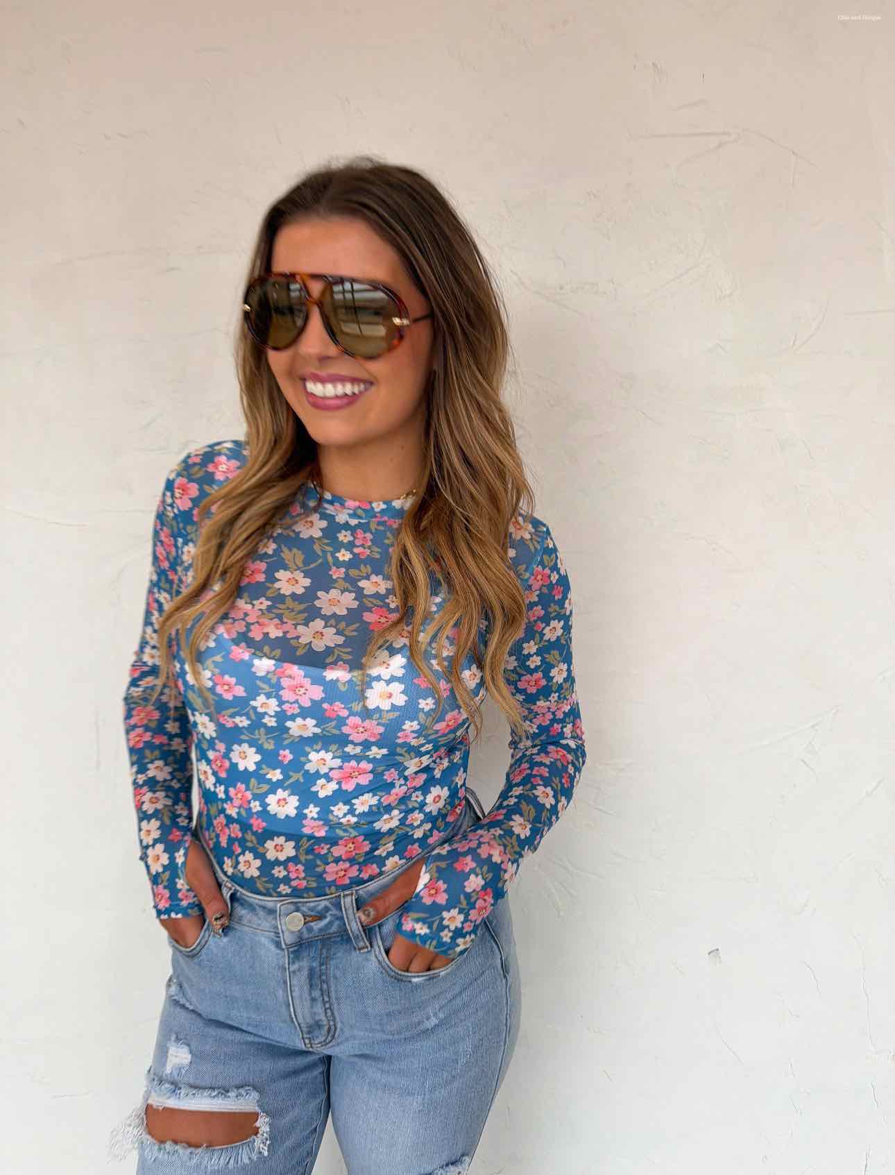 Spring Dress It Up Mesh Long Sleeve Top