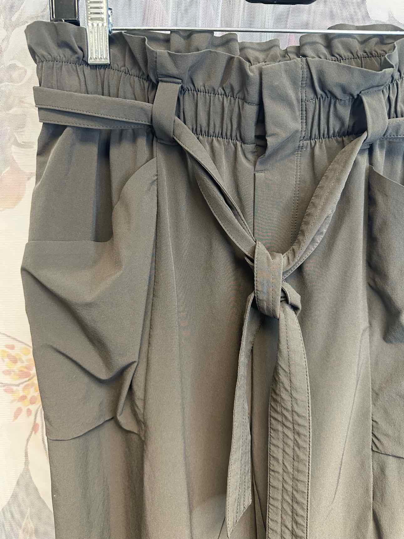 Athleta Paperbag Belted Lightweight Nylon Size 6 Grey Pants