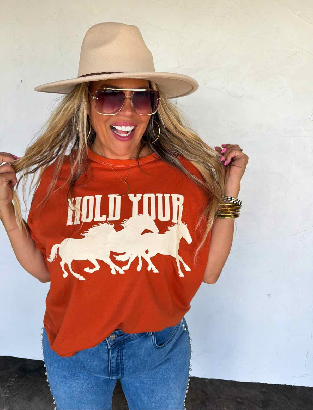 Hold Your Horses Graphic Tee Short Sleeve Tshirt