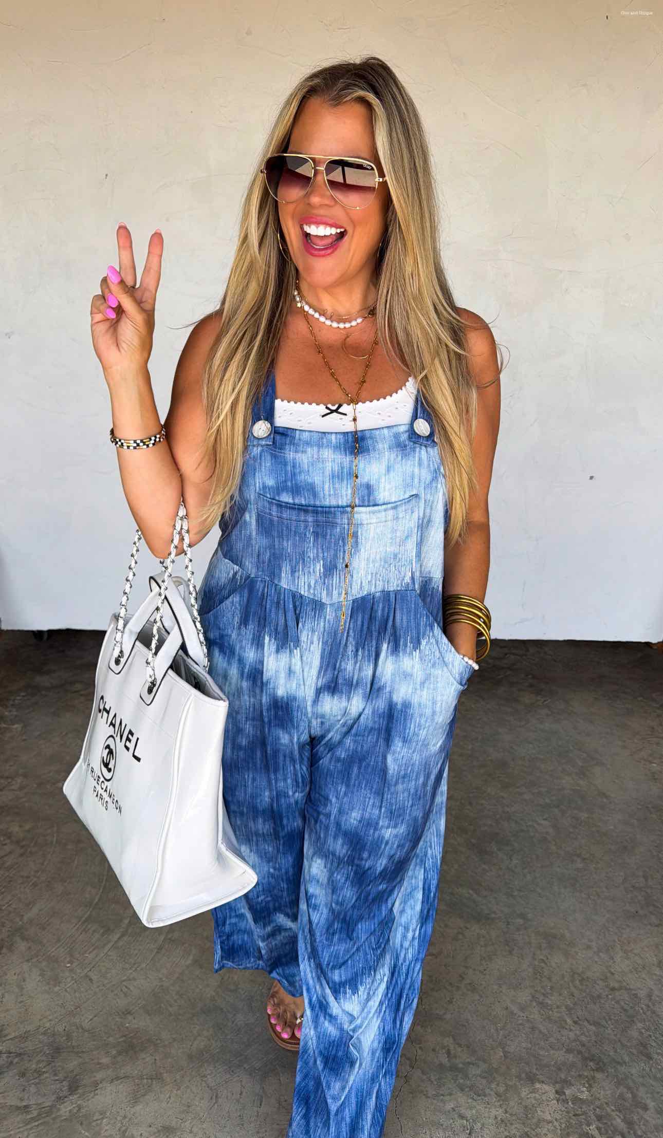Blakeley Mock Denim Karli Boho Overalls