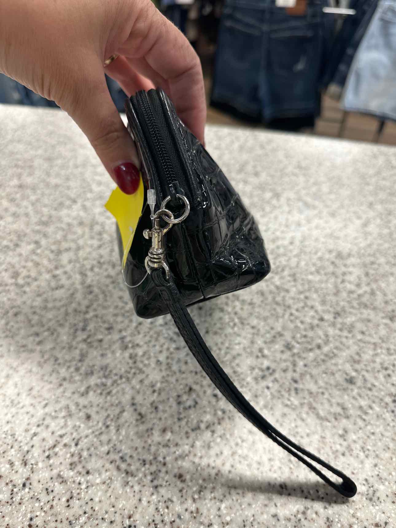 Brighton Small Black Patent Leather Crocodile Clutch Handbags