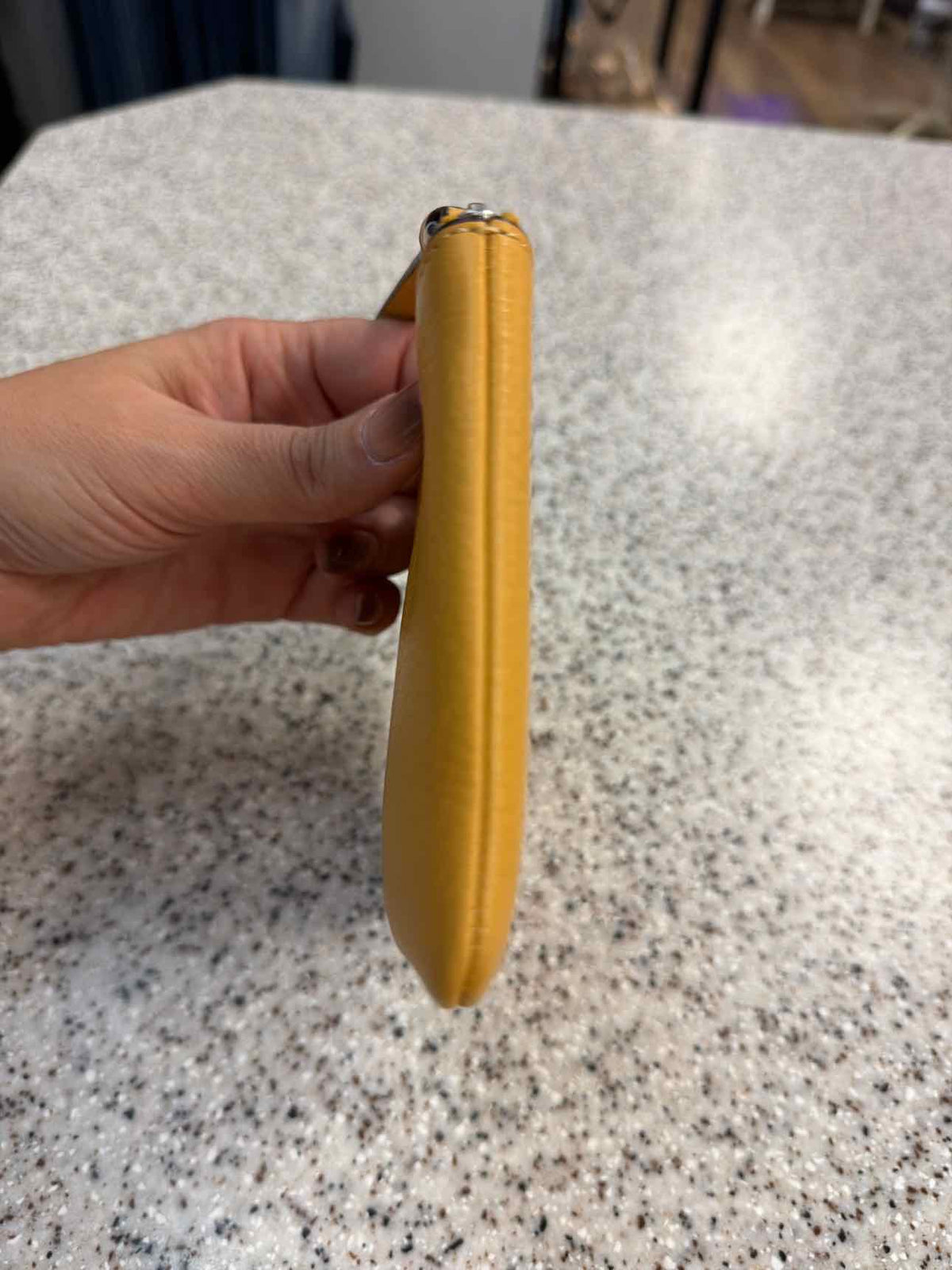 Coach Honeycomb Yellow Corner Zip Pebble Leather Wristlet Wallet