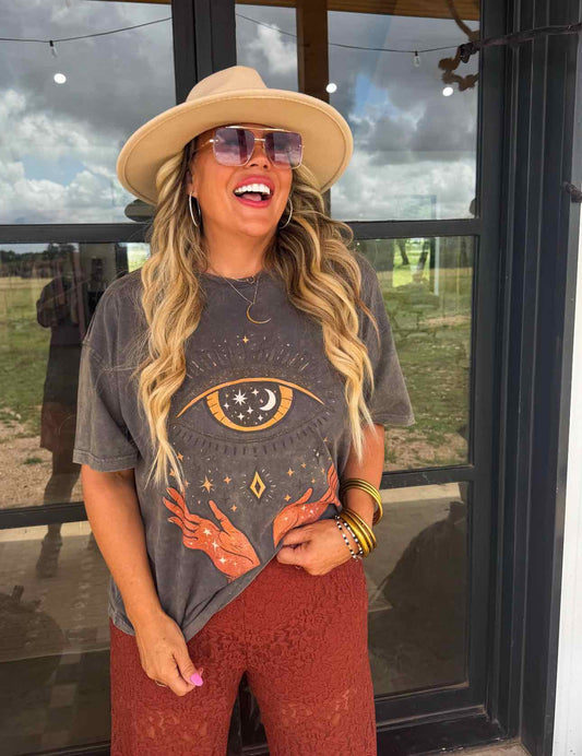 Spooky Season Evil Eye Mineral Wash Graphic Tee Tshirt