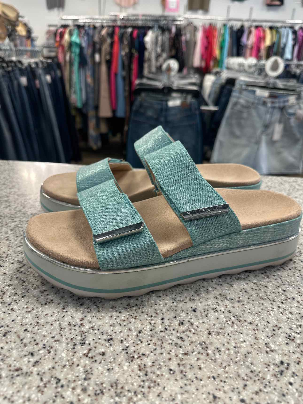 Vionic Size 10 Brandie Slide Platform Aqua Sandals