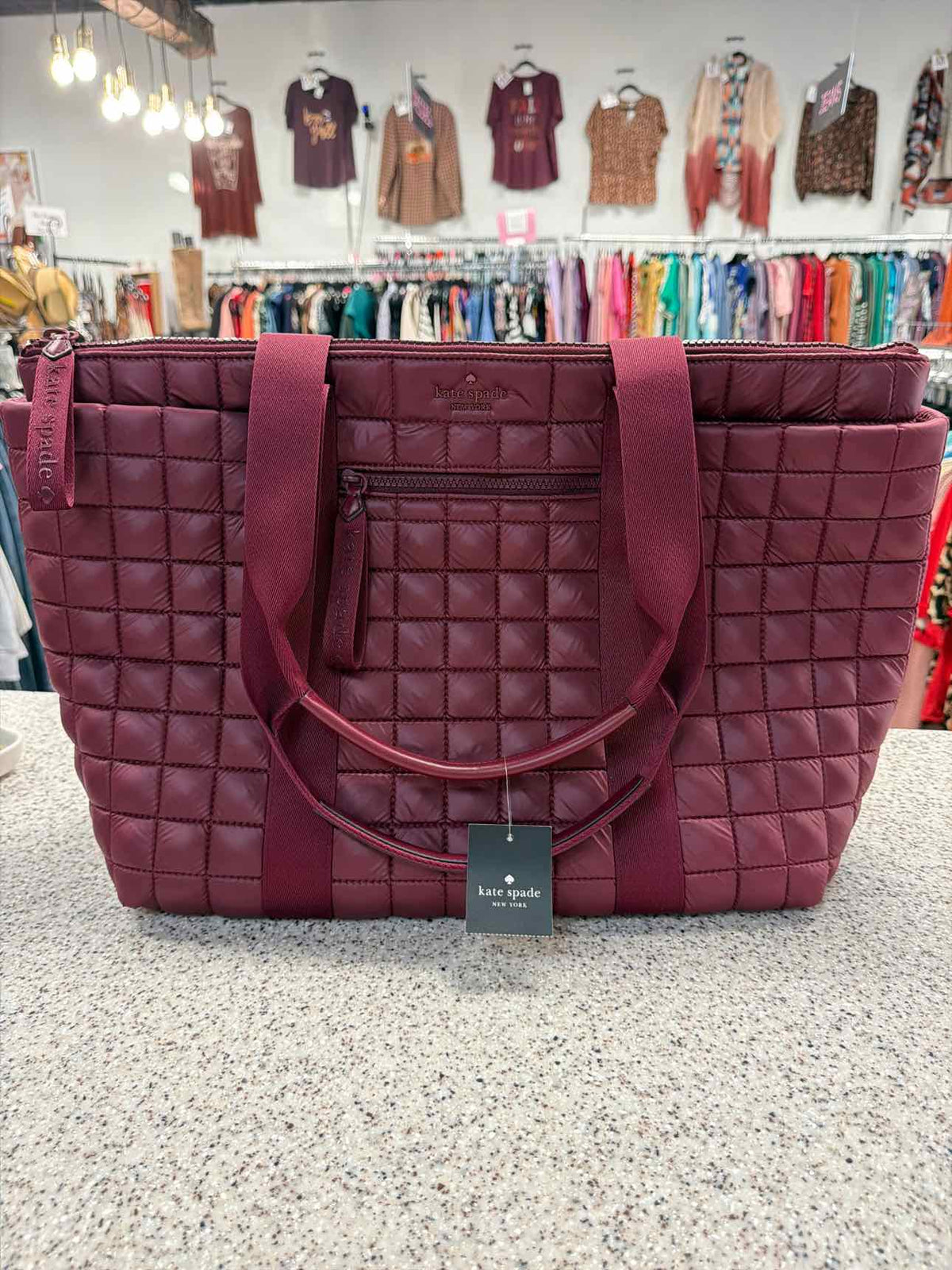 Kate Spade Maroon Camden Quilted Tote Handbag NEW NWT