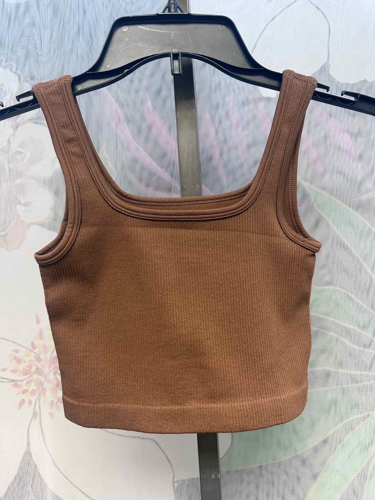 Blakeley Size XS Brown Ribbed Unpadded Crop Top