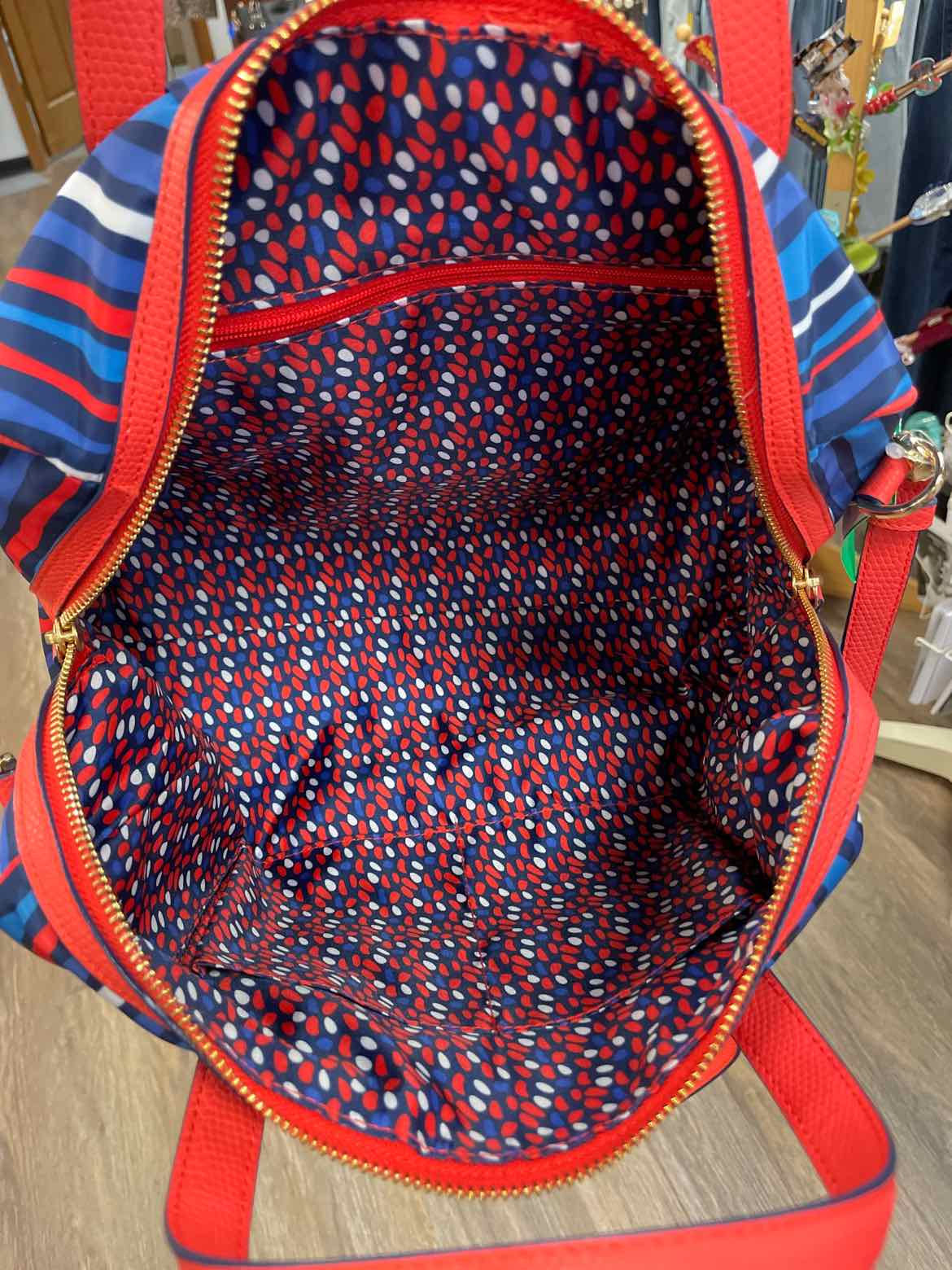 Vera Bradley Preppy Poly Marlo Satchel in Cobalt Stripe Handbags
