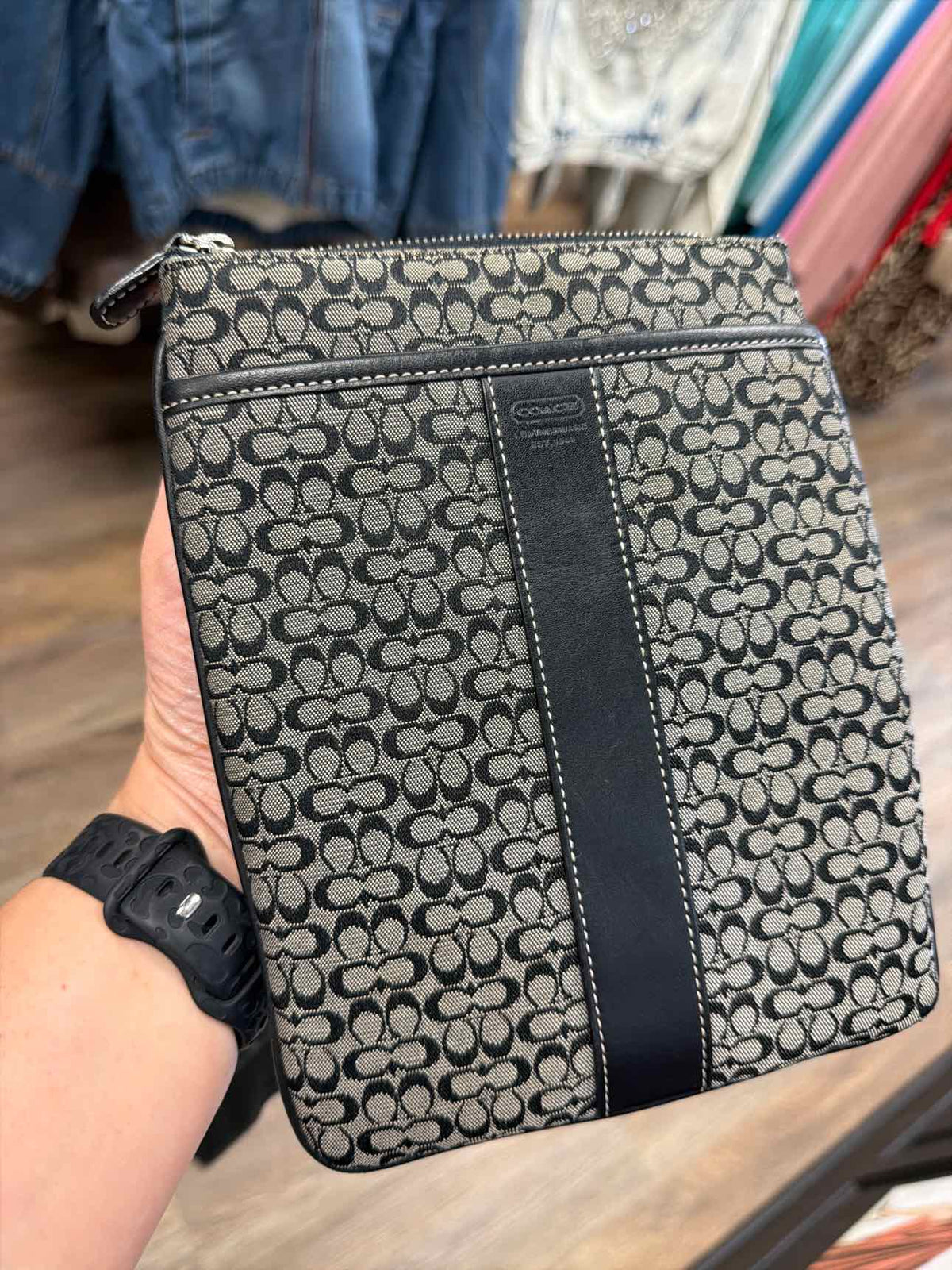 Coach Canvas Messenger Black Crossbody Slim Shoulder Bag