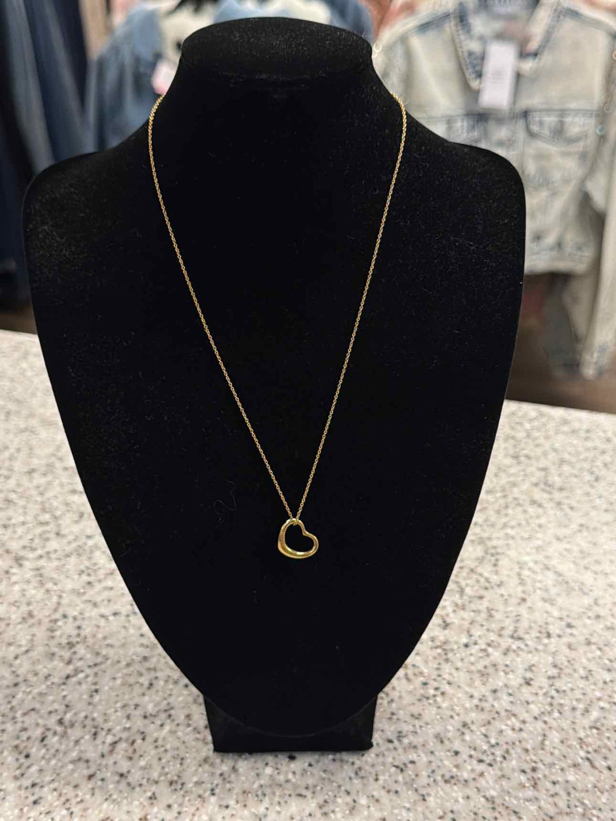 Tiffany & Co. 16" Elsa Perett 11mm Open Heart Pendant 18k Yellow Gold Necklace