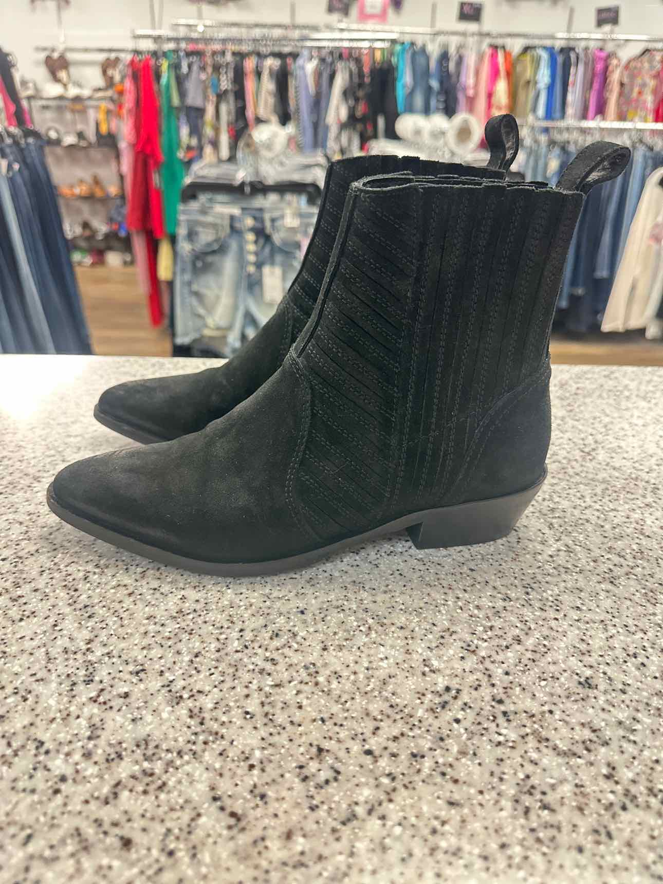 AllSaints Size 37 Black Fion Chelsea Suede Leather Pointed Toe Boots