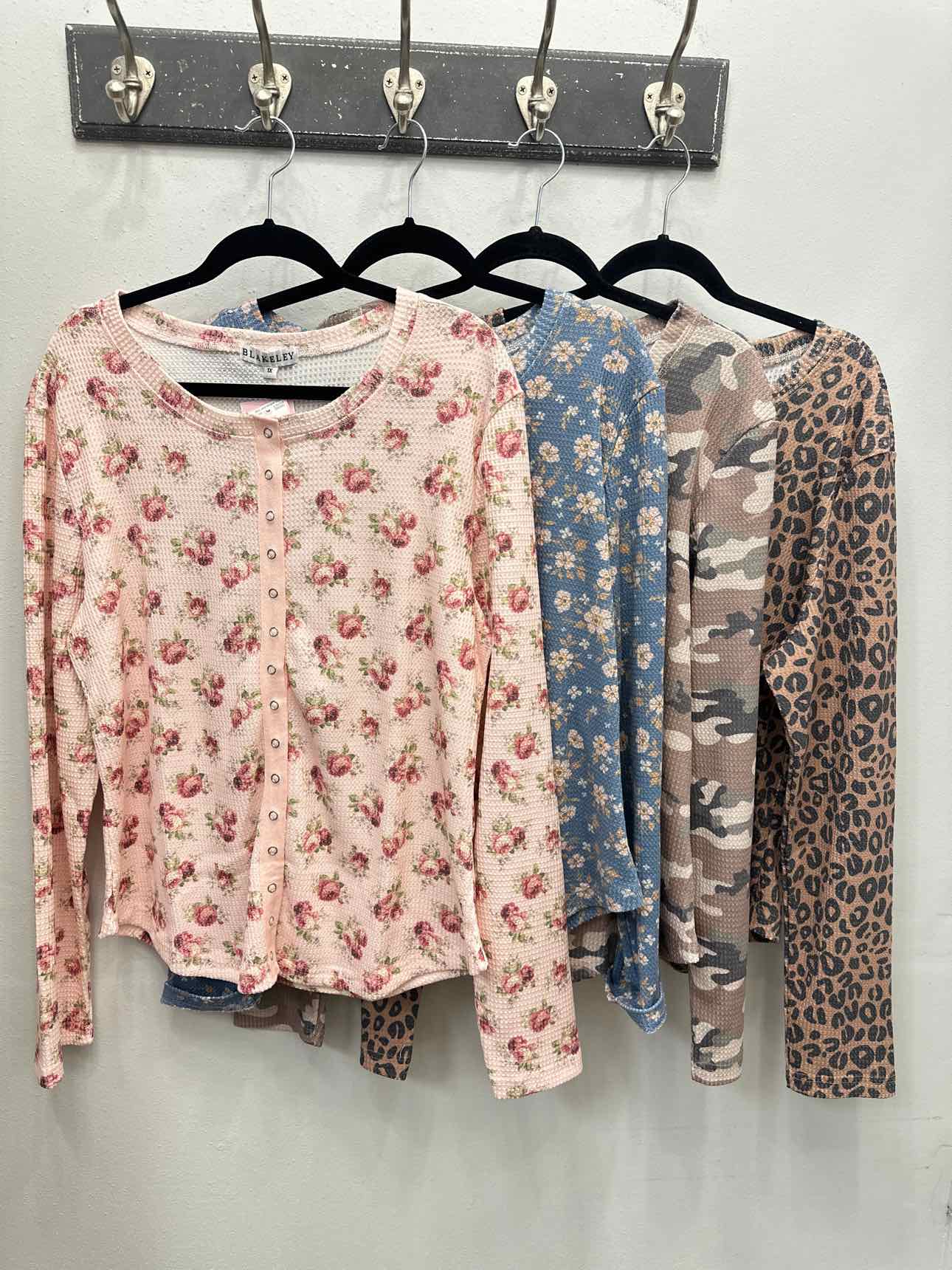 Kori Snap Button Waffle Long Sleeve Top