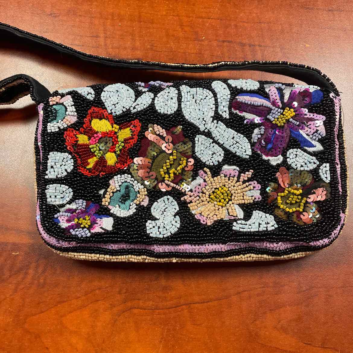 Anthropologie The Fiona Beaded Bag Floral Pattern