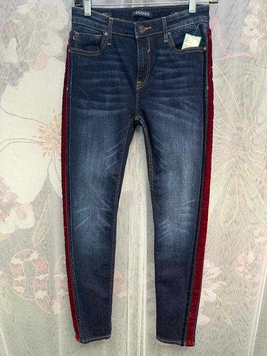 Vigoss Marley Super Skinny Midrise Velour Stripe Size W27 L28 Denim Jeans