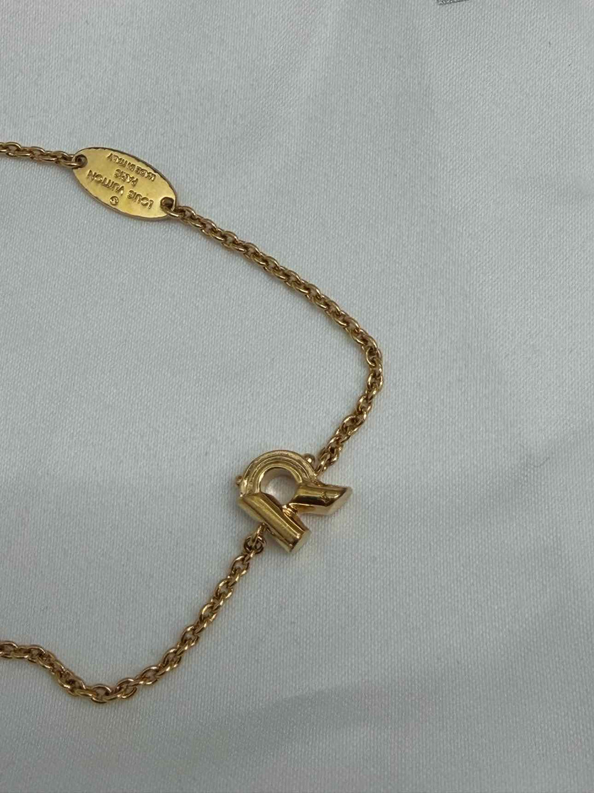 Louis Vuitton Size 7.5" Gold Plated LV & Me "R" Bracelet