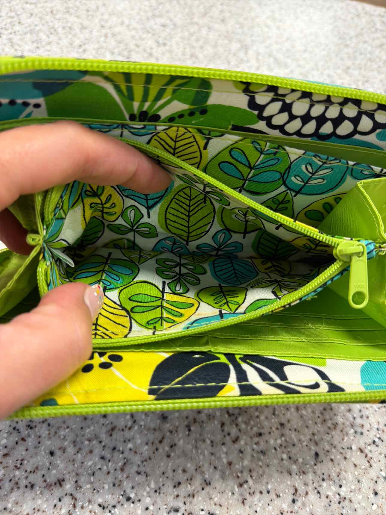Vera Bradley Retired Print Lime's Up Chartreuse Floral Print Zippy Long Wallet