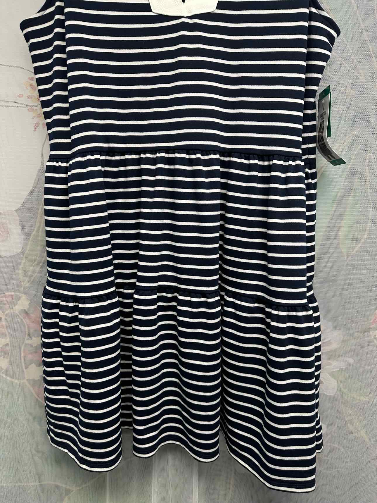 Nautica NEW NWT Striped Sleeveless Collared V-Neck XL Navy/White Smock Dress