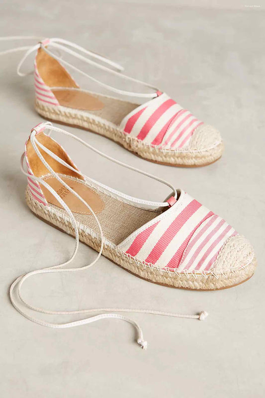 Jasper Size 8 Pink White Stripe Espadrilles Summer Sandal NWOT